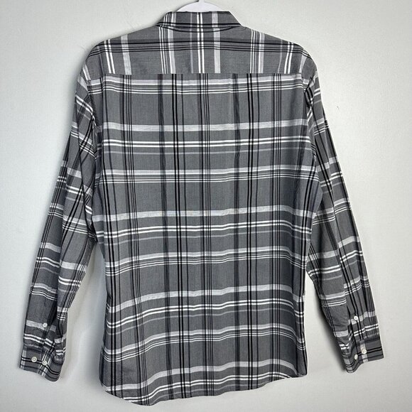 Theory Shirt Mens Large Black Gray Button Up Zack PS Long Sleeve Casual Cotton - Picture 6 of 8